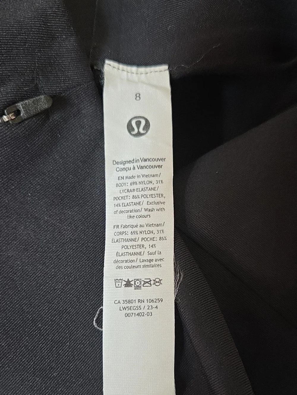 Lululemon Smooth Fit Pull-On High-Rise Pant Sz 8 Black